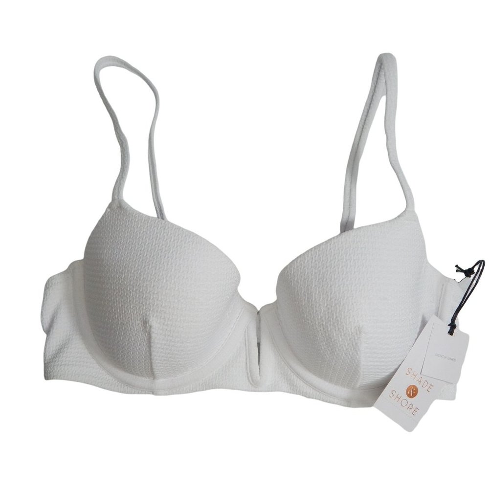 Shade & Shore White Textured Underwire Bikini Top